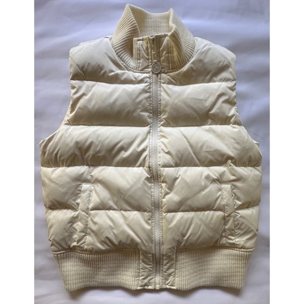 Old Navy Frost Free Down Puffer Vest Cream Ivory Y2K Vintage 2006 Women M/L